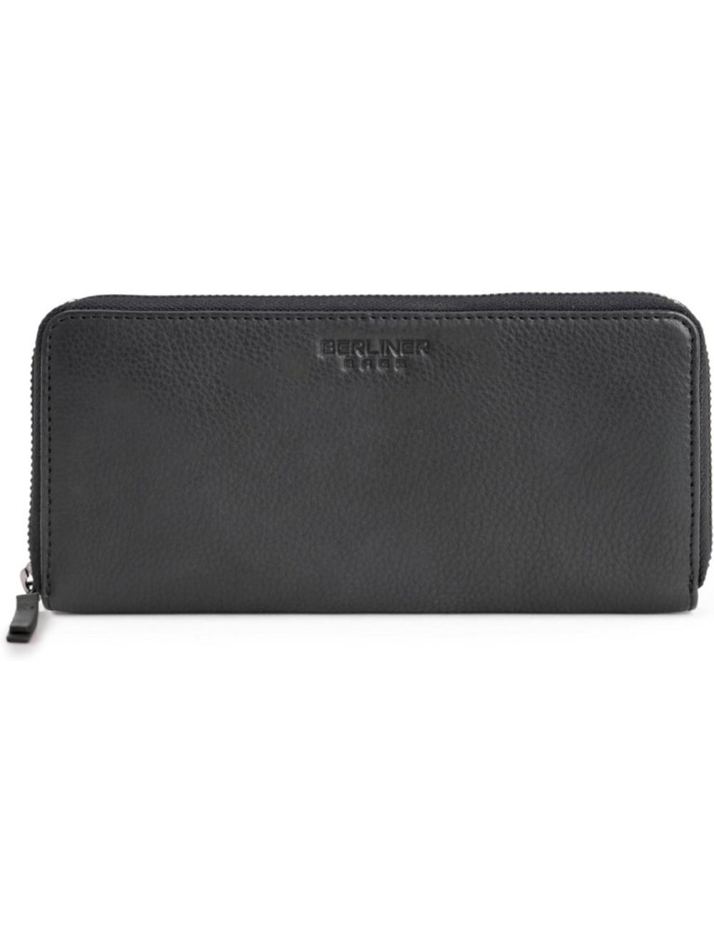 Full Grain Leather Zip Wallet for Women - Palma Style, Gift Box Included - Black